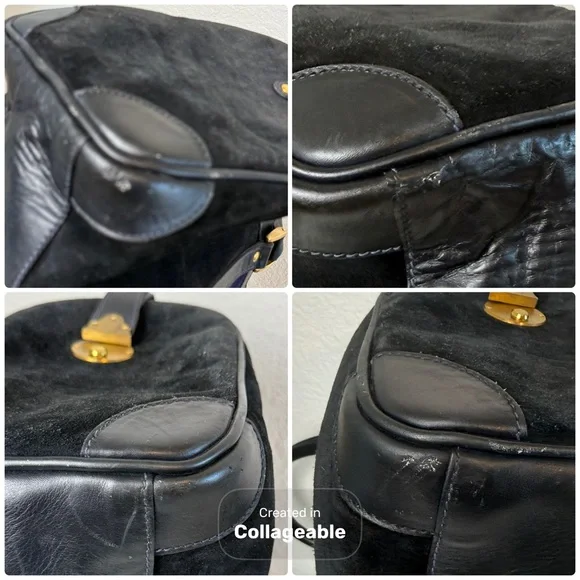 Vintage Gucci Black Suede Boston bag Duffle overnight lock/key COA - Picture 5 of 16